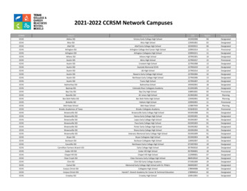21-22 CCRSM Network Campuses - Texas Education Agency