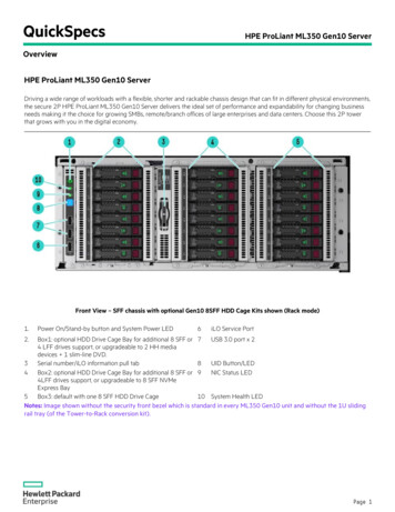 QuickSpecs HPE ProLiant ML350 Gen10 Server Overview HPE ProLiant ML350 .