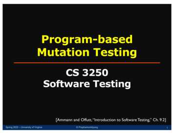 Program-based Mutation Testing - University Of Virginia School Of .