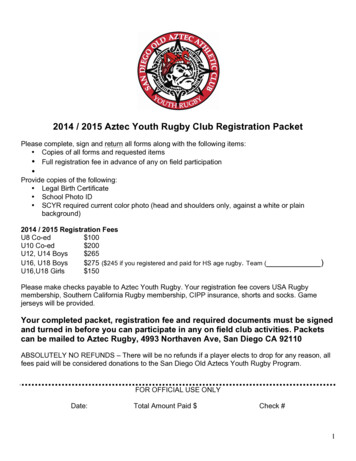 2014 / 2015 Aztec Youth Rugby Club Registration Packet