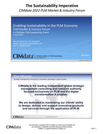 The Sustainability Imperative - CIMdata