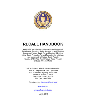 Recall Handbook (revised) - U.S. Consumer Product Safety Commission