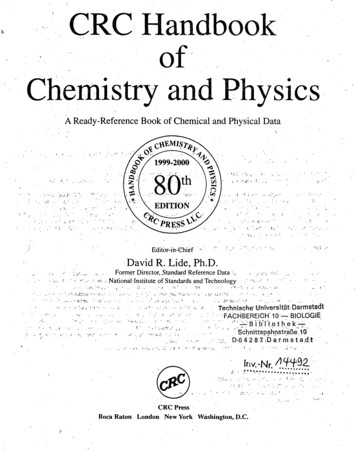 CRC Handbook Of Chemistry And Physics - Gbv.de