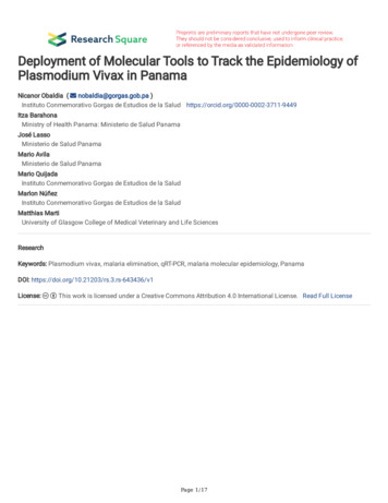 Plasmodium Vivax In Panama Deployment Of Molecular Tools To Track The .