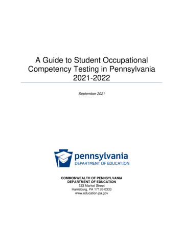 A Guide To Student Occupational Competency Testing In Pennsylvania