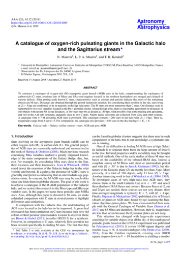 A Catalogue Of Oxygen-rich Pulsating Giants In The Galactic Halo And .