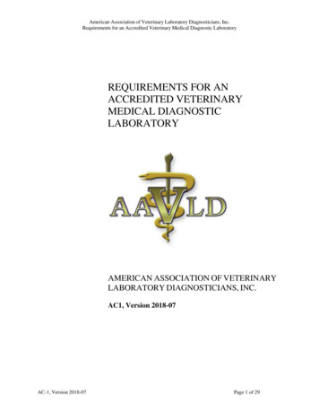 Requirements For An Accredited Veterinary Medical Diagnostic Laboratory