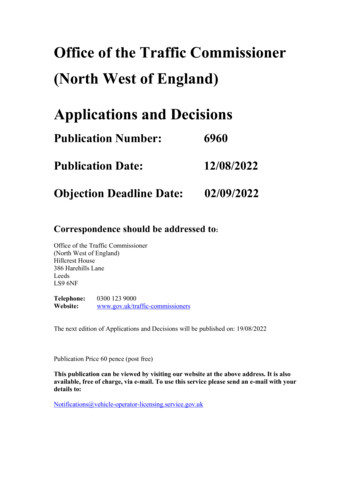 Applications And Decisions For The North West Of England 6960