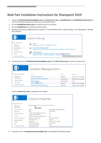 Web Part Installation Instructions For Sharepoint 2019 - Amrein