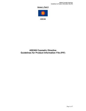 ASEAN Cosmetic Directive Guidelines For Product Information File (PIF)
