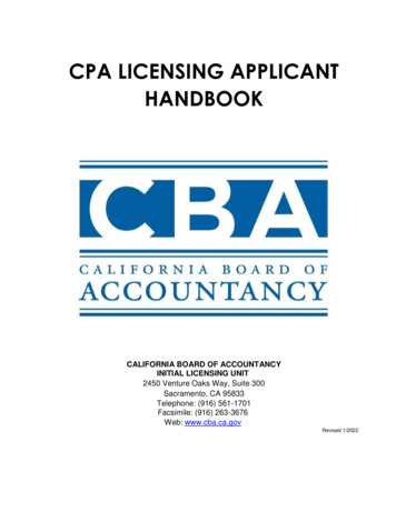 CPA LICENSING APPLICANT HANDBOOK - California Department Of Consumer .