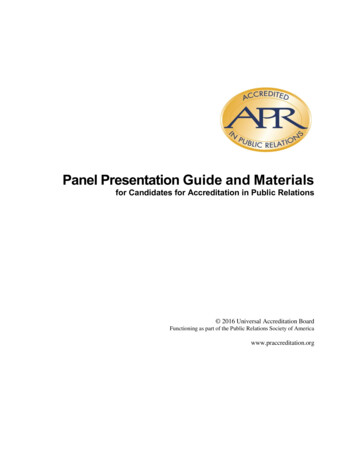 Panel Presentation Guide And Materials - Public Relations Society Of .