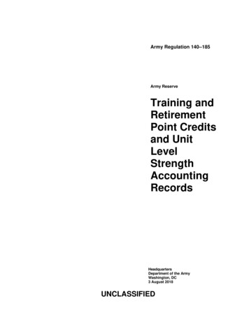 Army Reserve Training And Retirement Point Credits And Unit Level .