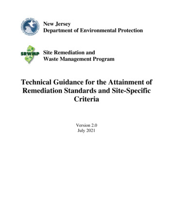 Technical Guidance For The Attainment Of Remediation Standards And Site .