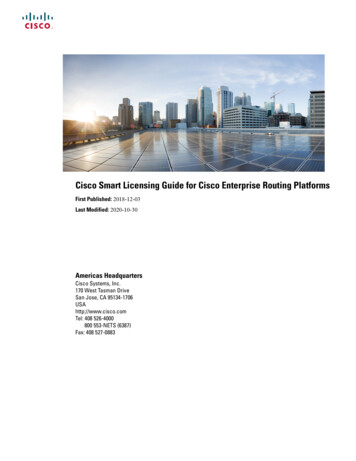 Cisco Smart Licensing Guide For Cisco Enterprise Routing Platforms