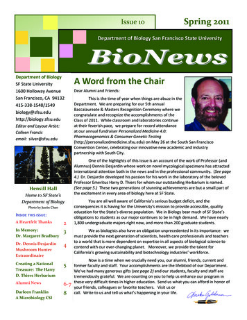 Department Of Biology San Francisco State University BioNews