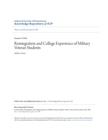 Reintegration And College Experience Of Military Veteran Students