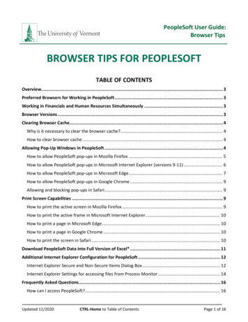 BROWSER TIPS FOR PEOPLESOFT - University Of Vermont