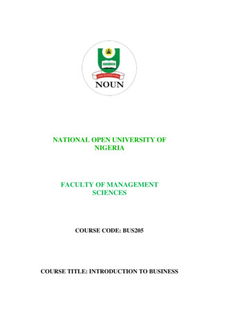 National Open University Of Nigeria Faculty Of Management Sciences