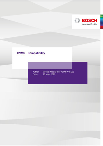 BVMS - Compatibility - Bosch Security And Safety Systems I Global