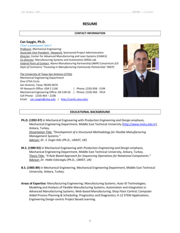 RESUME - College Of Engineering And Integrated Design