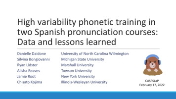 Chisato Kojima Illinois-Wesleyan University High Variability Phonetic .