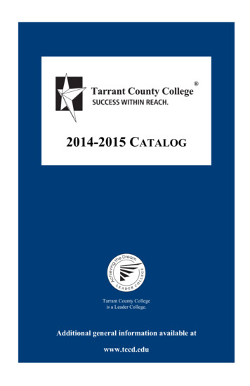 2014-2015 Tarrant County College Credit Catalog