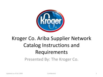 Kroger Co. Ariba Supplier Network Catalog Instructions And Requirements