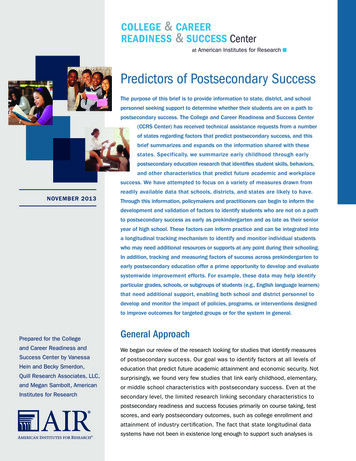 Predictors Of Postsecondary Success - CCRS Center