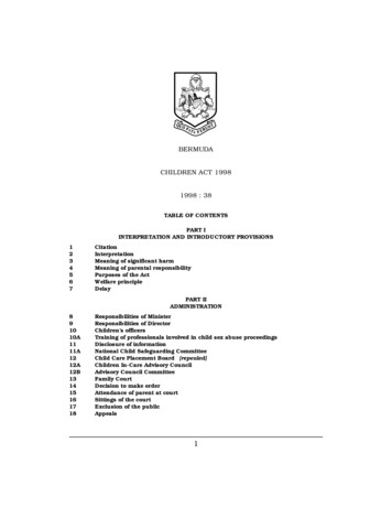 Children Act 1998 - Bermuda Laws