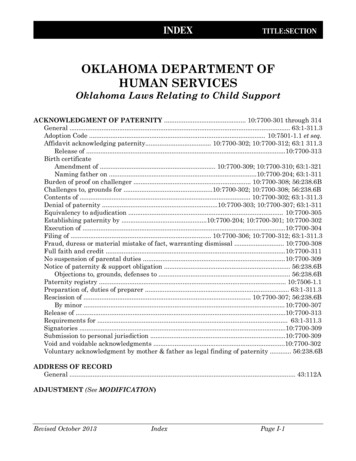 Oklahoma Laws Relating To Child Support - Oklahoma Department Of Human .