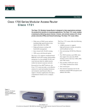 Cisco 1700 Series Modular Access Router Cisco 1721
