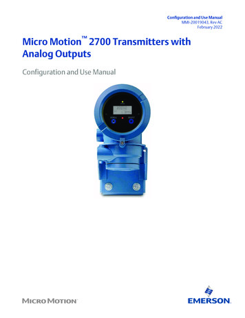 Configuration And Use Manual: Micro Motion 2700 Transmitters With .