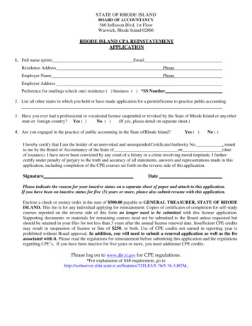 Rhode Island Cpa Reinstatement Application
