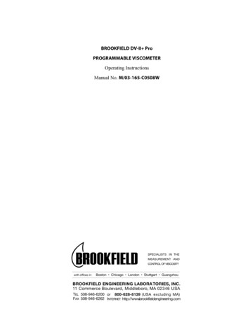 BROOKFIELD DV-II Pro PROGRAMMABLE VISCOMETER - University Of Cincinnati