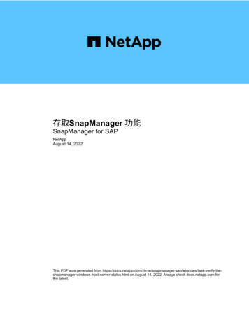 SnapManager : SnapManager For SAP