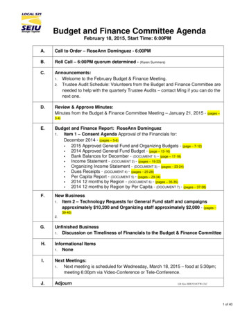 Budget And Finance Committee Agenda - SEIU 521