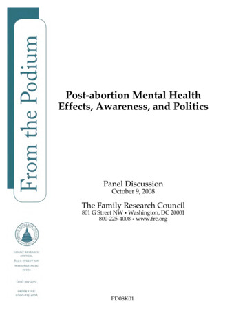 Post-abortion Mental Health Effects, Awareness, And Politics