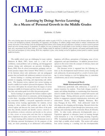 Learning By Doing: Service Learning As A Means Of Personal Growth . - Ed
