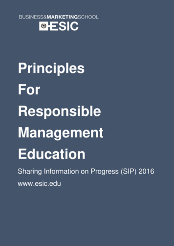 Principles For Responsible Management Education - ESIC