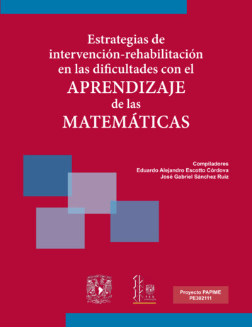 Estrategias De Intervención-rehabilitación En Las Dificultades . - UNAM