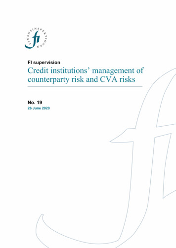 Credit Institutions' Management Of Counterparty Risk And CVA Risks - Fi