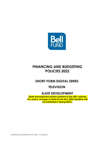 FINANCING AND BUDGETING POLICIES 2022 - Bell Fund