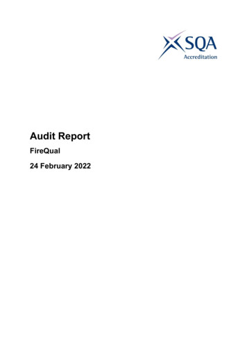 Audit Report - SQA Accreditation