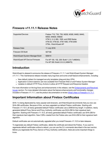 Fireware V11.11.1 Release Notes - WatchGuard