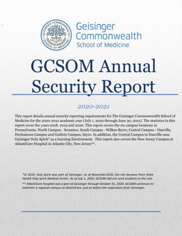 GCSOM Annual Security Report 2020-2021 - Geisinger Health System