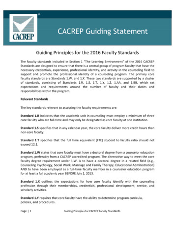 Guiding Principles For The 2016 Faculty Standards - CACREP