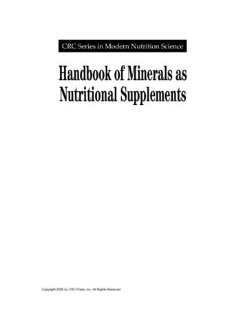 CRC Series In Modern Nutrition Science Handbook Of Minerals As .