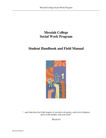 Messiah College Social Work Program Student Handbook And Field Manual