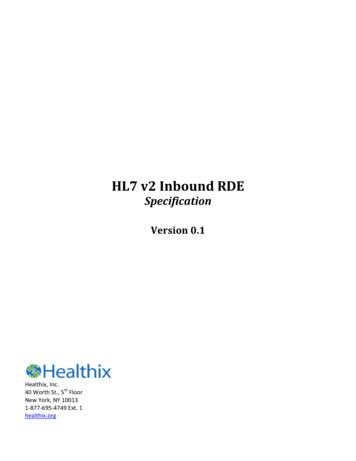 HL7 V2 Inbound RDE - Healthix